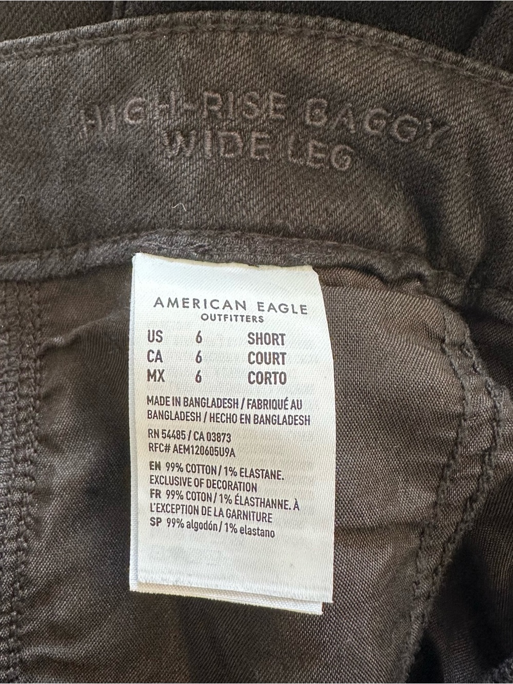 NWT American Eagle High Rise Baggy Wide Leg Cargo Jeans Stretch Black 6 Short - Picture 9 of 9